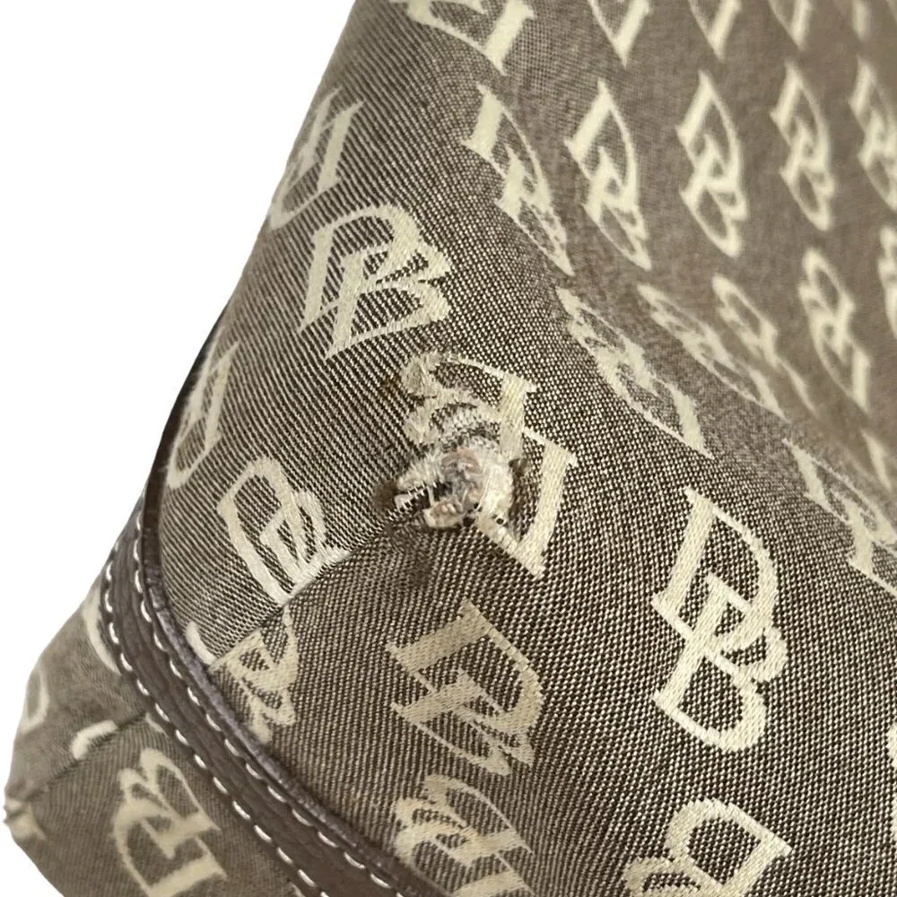 Dooney & Bourke Purse Monogram Canvas Vintage Shoulder Bag Satchel Brown Y2K